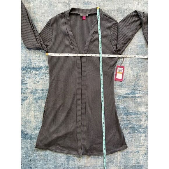 NWT! Vince Camuto Rib Knit Open Front Cardigan In Darkshadow Gray Small - Picture 5 of 6